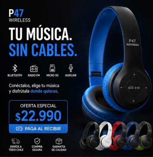 🎧 AUDÍFONOS BLUETOOTH P47