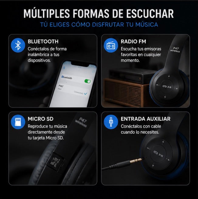 🎧 AUDÍFONOS BLUETOOTH P47