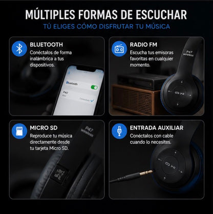 🎧 AUDÍFONOS BLUETOOTH P47