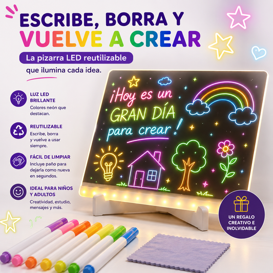 Pizarra LED Mágica para Dibujar  (7 Marcadores)