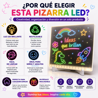 Pizarra LED Mágica para Dibujar  (7 Marcadores)