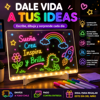 Pizarra LED Mágica para Dibujar  (7 Marcadores)