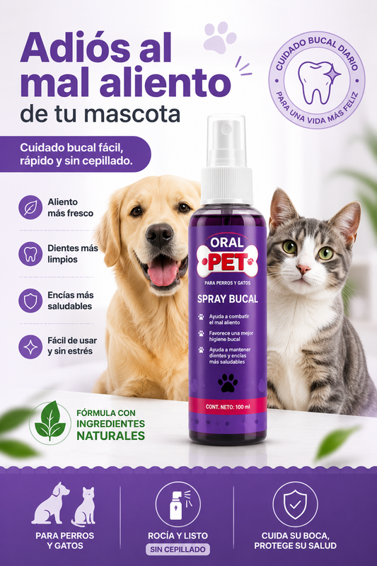 Spray Bucal OralPet para Perros y Gatos 🦷