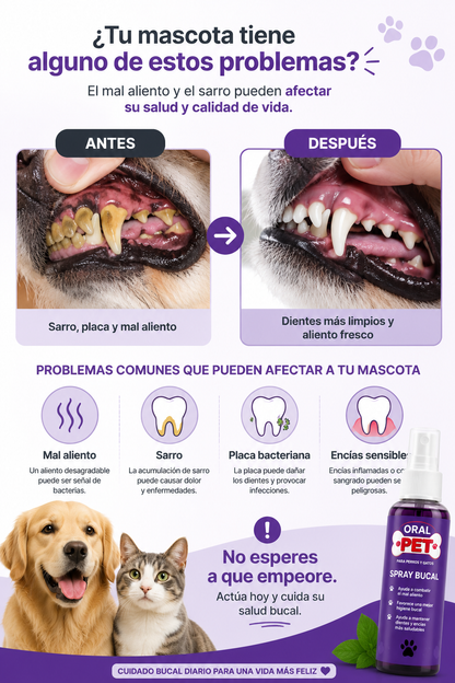 Spray Bucal OralPet para Perros y Gatos 🦷